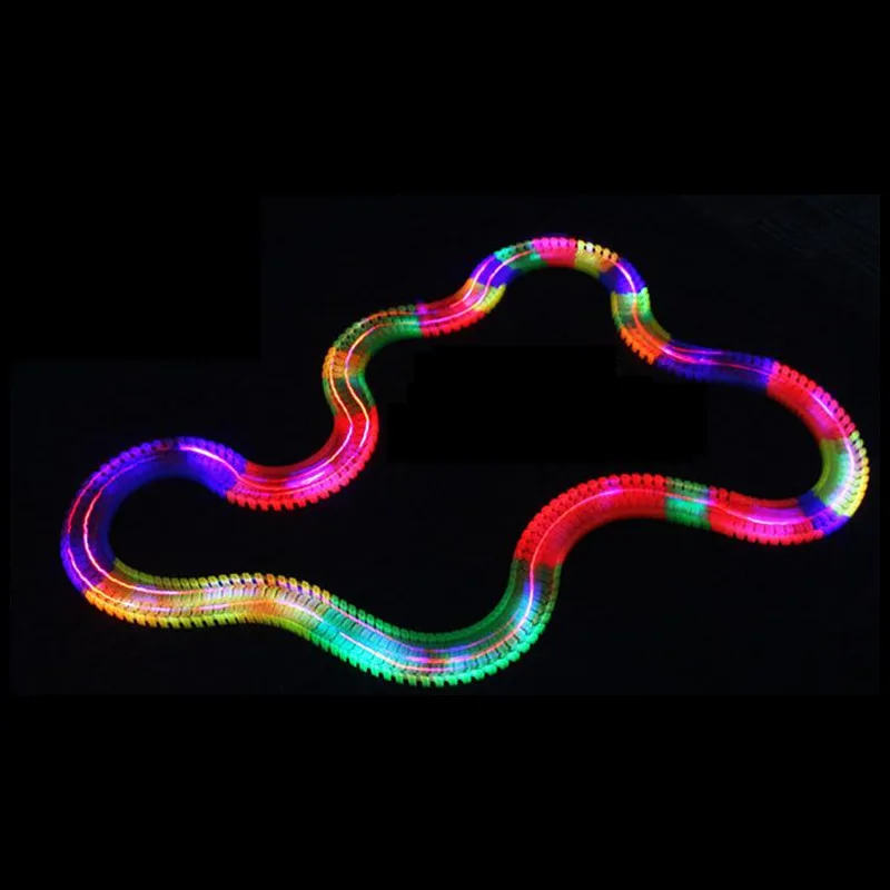 Miraculous Glowing Race Track Bend Flex Flash in the Dark Assembly Car Toy 40/80/100/165/220/240/360pcs Glow Racing Track Set