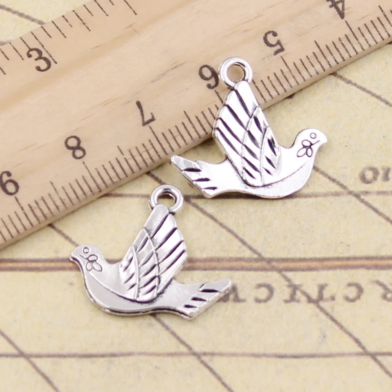 20pcs Charms Peace Dove Onlive 20x21mm Tibetan Silver Color Pendants Antique Jewelry Making DIY Handmade Craft