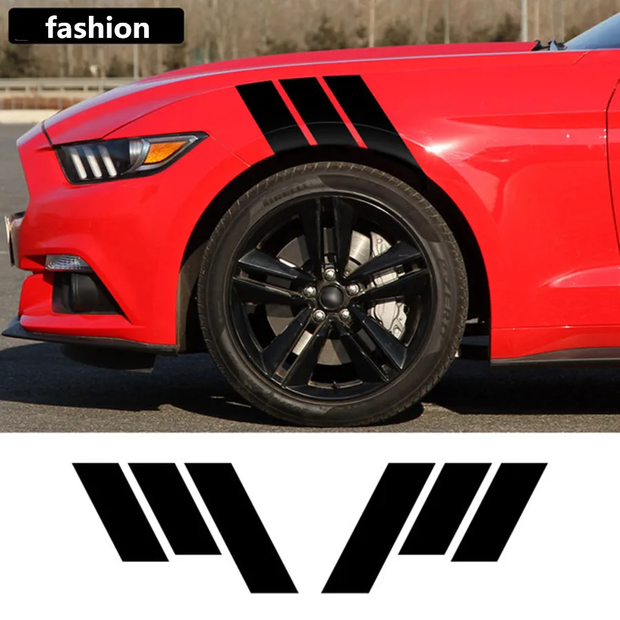 2pcs Stripe Racing Graphic Decal Sticker Bumper Side Scuttle Stickers