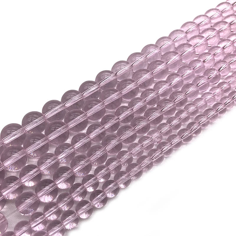 Smooth Pink Glass Stone Round Loose Beads 6 8 10 MM Pick Size Fit Diy Handmade Beads For Jewelry Making Wholesale