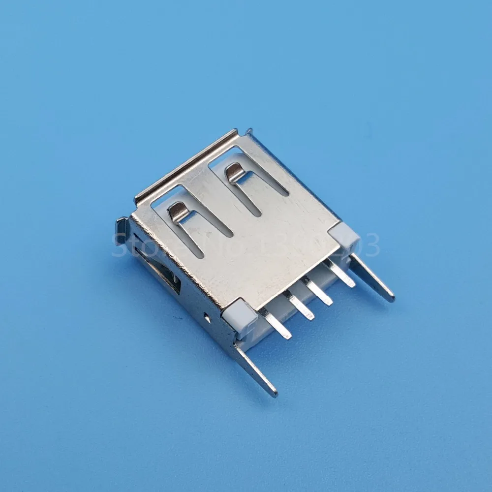 100Pcs Usb Type A 4Pin Rechte Vrouwelijke Socket 180 Graden Pcb Mount Soldeer Connector