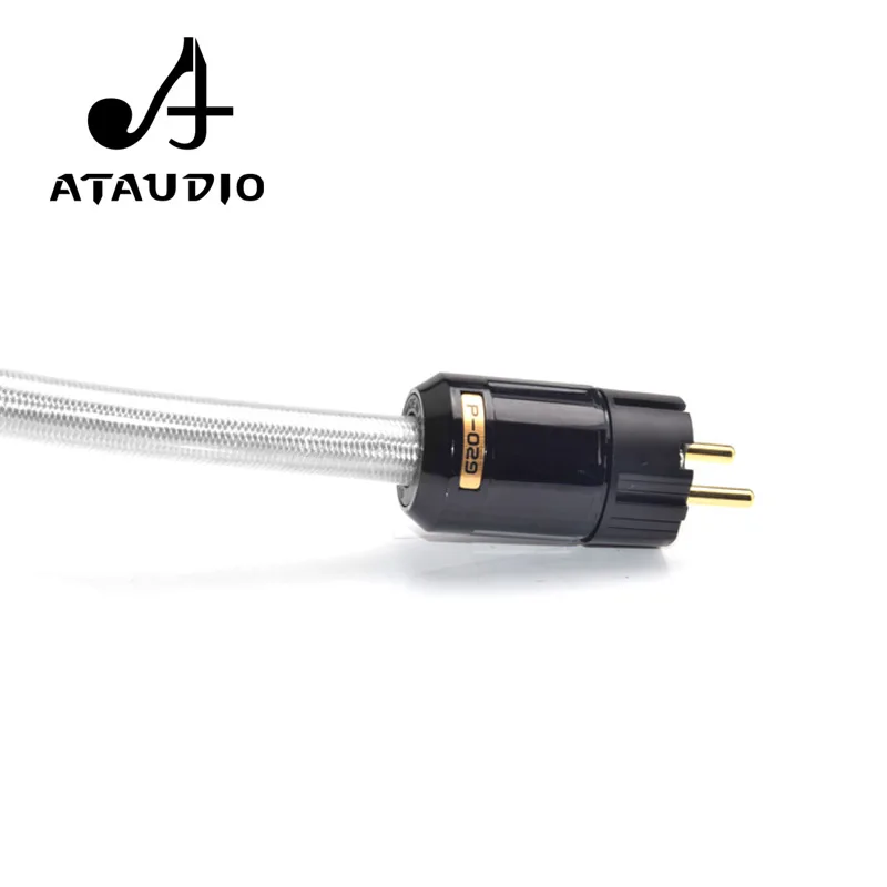ATAUDIO Hifi Silver and Copper Power Cable High Quality Powr Cord with Gold-plated European Plug