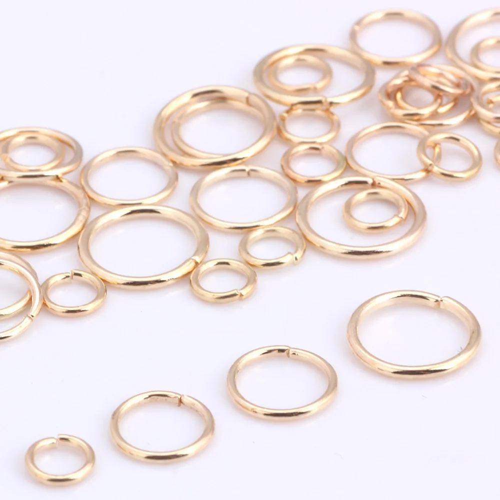 OlingArt Dia 1.0MM 180PCS/lot Jump Ring 6mm/9mm/10mm/12mm KC Gold Mixed size link loop DIY Jewelry making Connector