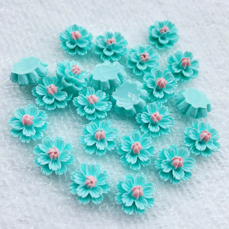 Abbellimenti di fiori Flatback per la creazione di biglietti Scrapbooking decorazioni di cabochon fai da te 12*13mm 50 pezzi-B526