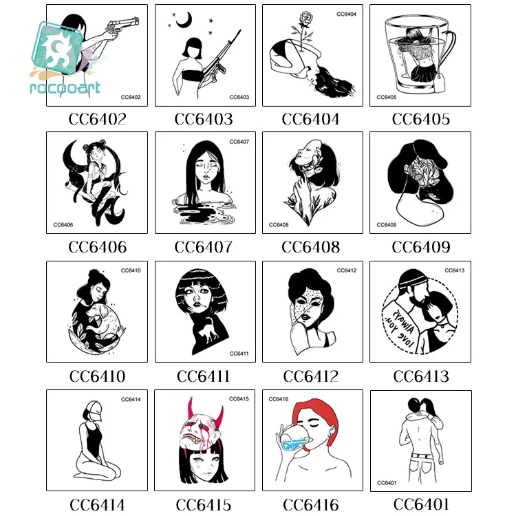 Rocooart Sexy Tattoo Mask Veil Woman Taty Old School Fake Tattoo Body Art Temporary Tattoo Sticker For Female Tatuajes Tatuagem