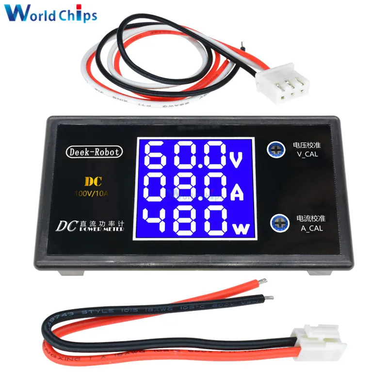 DC 0-100V 10A 1000W LCD Digital Voltmeter Ammeter Wattmeter Voltage Current Power Meter Volt Detector Tester Monitor 12V 24V 36V