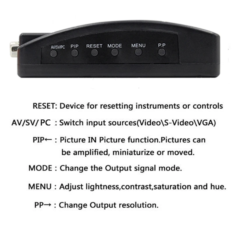 S-video composite RCA AV to VGA Video converter AV/RCA to VGA for TV to PC converter with power adapter or dc cable