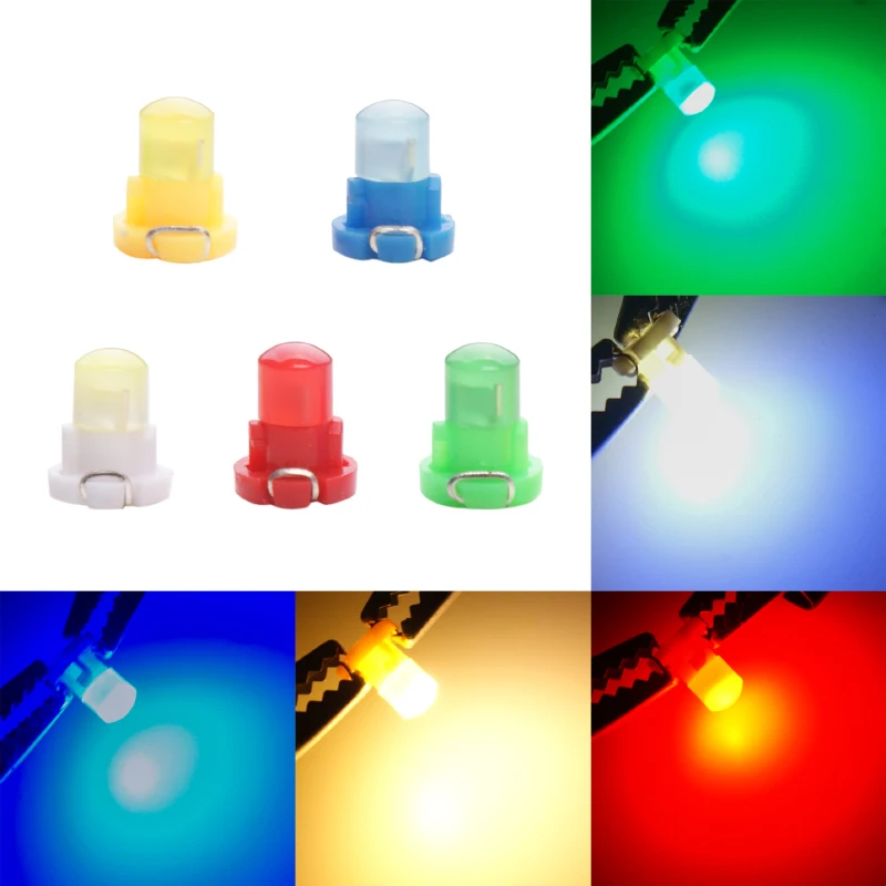 10PCS T3 Wedge LED 12V Car Dashboard Light Instruments Panel Climate Base Lamp Indicator Bulb White Red Green Yellow Car Styling