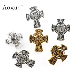 Trendy Brooches Pins Holy Grail Saint  Christ Metal Badges Pigeon Cross Lapel Pins for Cothes Vintage Boutonniere Collar Jewelry