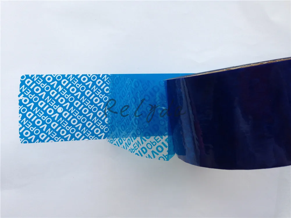 12pcs Free shipping custom BOPP PET adhesive security sealing tapes VOID OPEN security void tape blue color seals label 30mm*50m