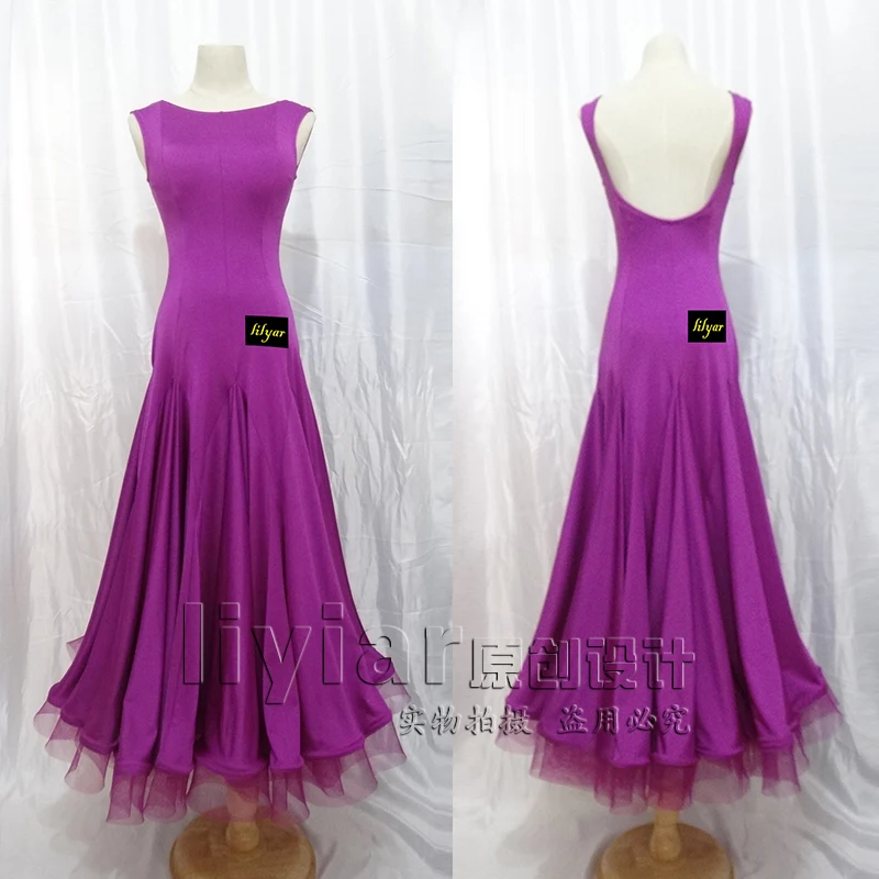 Moden dance competition dress performance performance  practice purple big pendulum