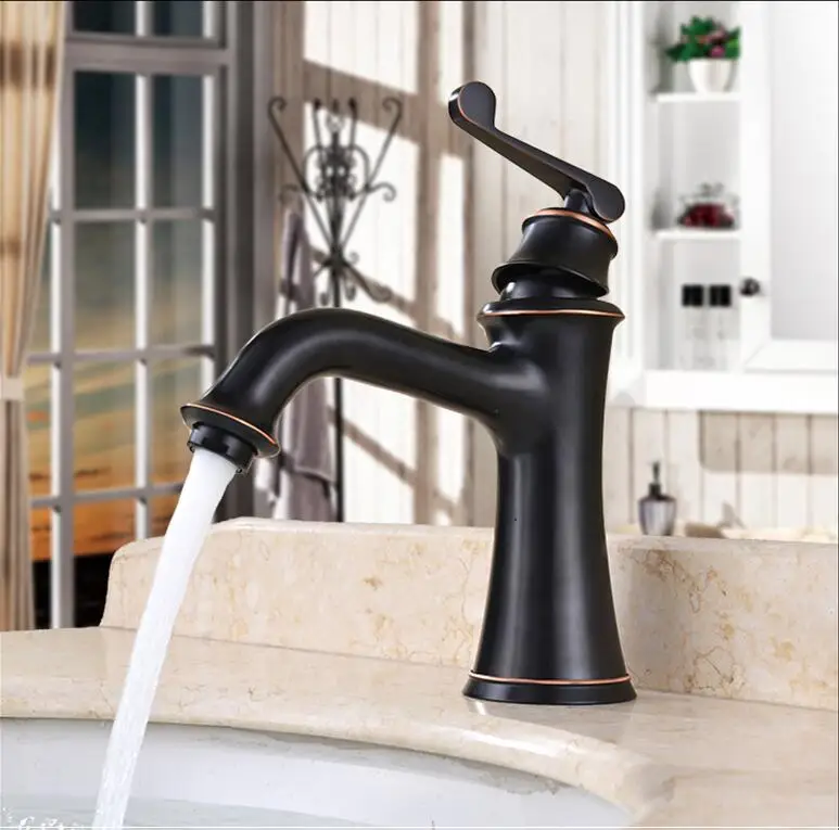 

Brass Artistic Commercial Two Handle Three-Hole Oil Rubbed Bronze Bathroom Vanity Sink Faucets Bathroom Mixer tap Faucet