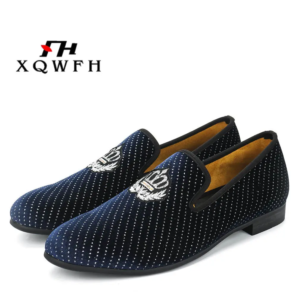 Men Velvet Loafers Men Casual Shoes Party and Wedding Mens Dress Shoes Smoking Slipper Flats for Men