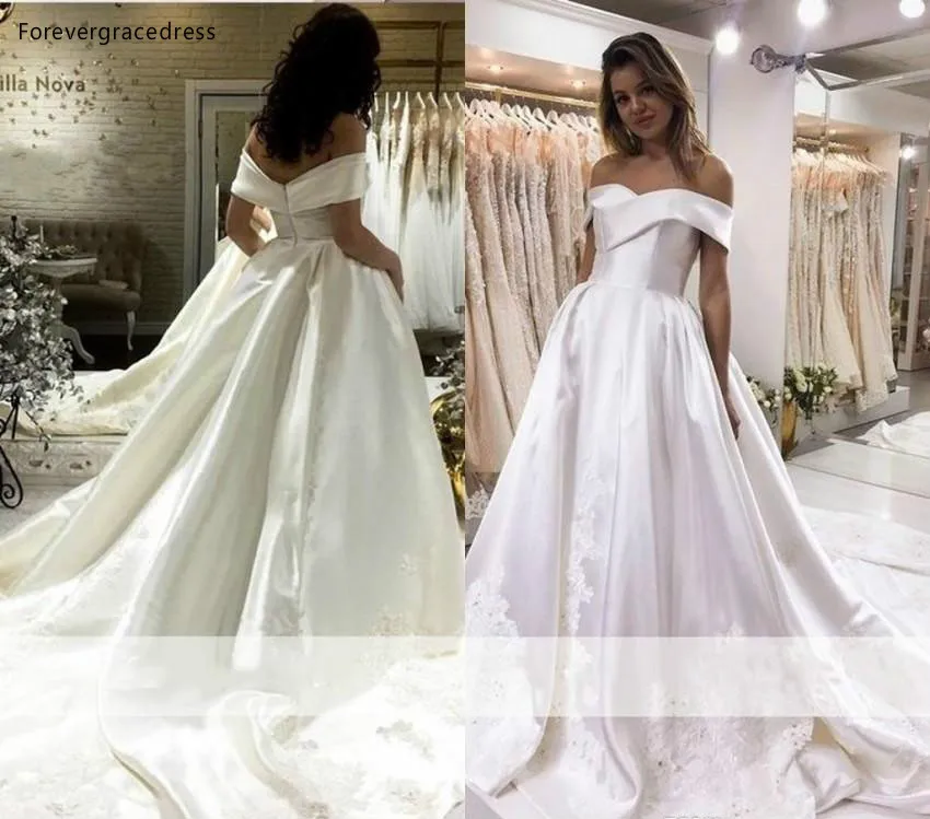 Spring Summer Wedding Dresses 2019 Beautiful A Line Off The Shoulder Country Garden Bride Bridal Gowns Plus Size Custom Made