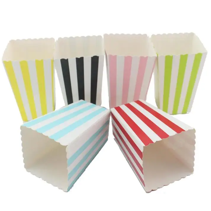 Wholesale Mini Party Paper Popcorn Boxes Candy/Sanck Favor Bags Wedding Birthday Movie Party Supplies 7 Colors