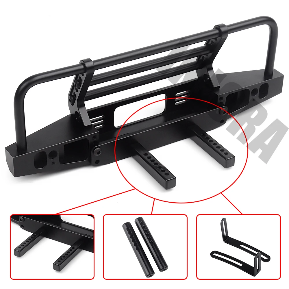 INJORA Adjustable Metal Front Bumper for 1/10 RC Crawler TRX4 Defender Axial SCX10 SCX10 II 90046 90047