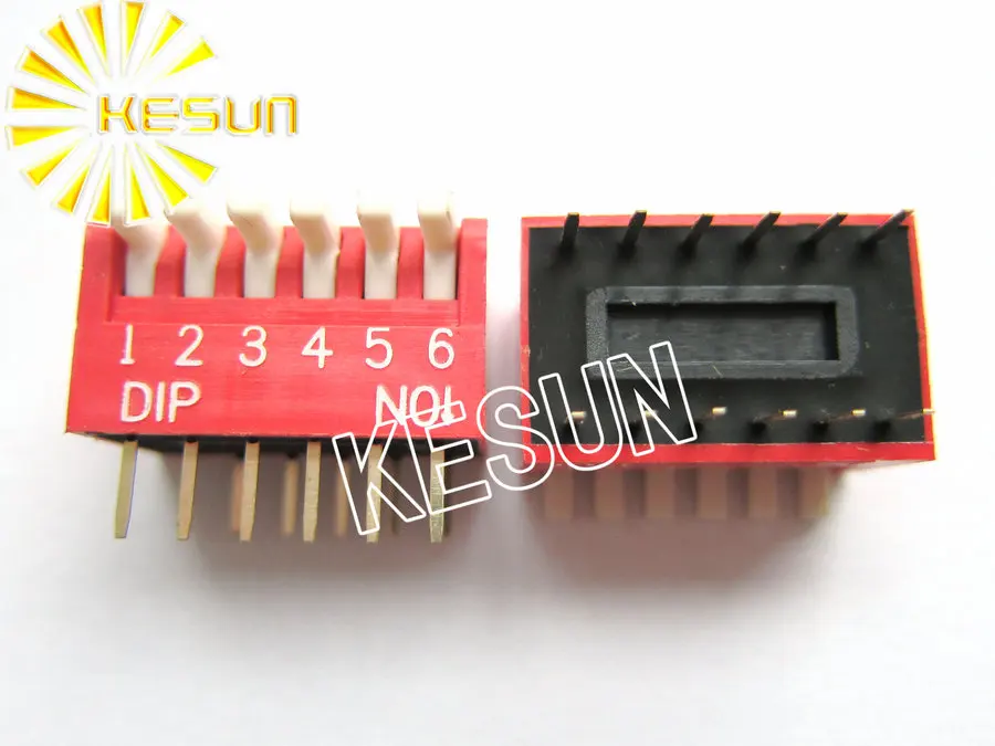 China Quality DP-06 Red 6P DIP Switch 2.54mm DIP-12 6 Position Encoder Switch x 100PCS