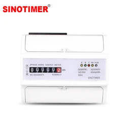 Durable Three Phase Analog Electronic Energy Counter Mechanical KWH Meter AC 380V 5-100A  DIN Rail Mounting