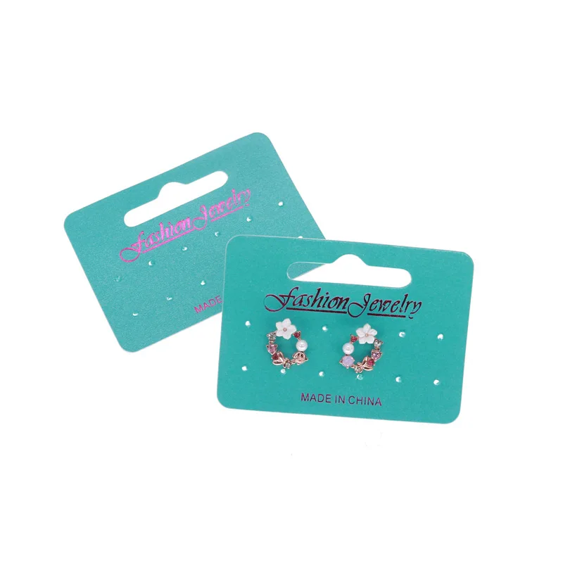 

100Pcs Kraft Fashion Jewelry Packaging Earring Set Aqua Card Customize Logo Printing Vintage Classic Hang Tag Jewelry Displays