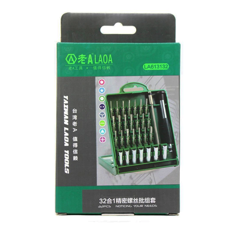 LAOA 32 in 1 Screwdriver Sets S2 Alloy Steel Repair Kit Precision for Repair Phone Screwdriver Set Tips Screwdrivers