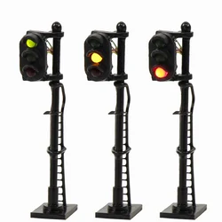 3PCS Model Railroad N Scale 12V LEDs Red Yellow Green Signals 3-Lights Block Traffic Lights