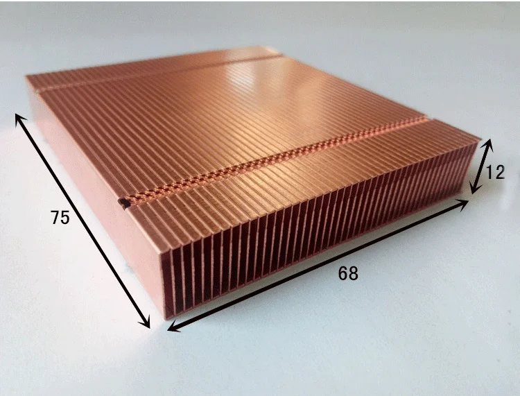 68*75*12mm Pure Copper Cooling fins finned DIY Lengthening or shortening Custom Cooling fin Heatsink