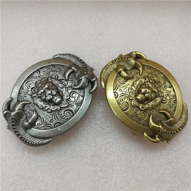 Suitable for 3.5-3 .8 cm wide belt, single belt buckle smooth buckle 3D lion pattern zinc alloy smooth buckle