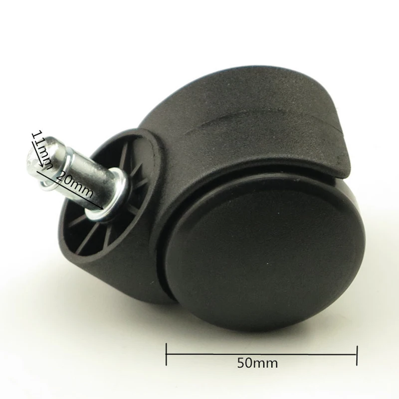 50mm Black Plastic  Replacement Swivel Casters Office Revolving Chair Sofa Wheels Rolling Roller Caster Furniture Hardware