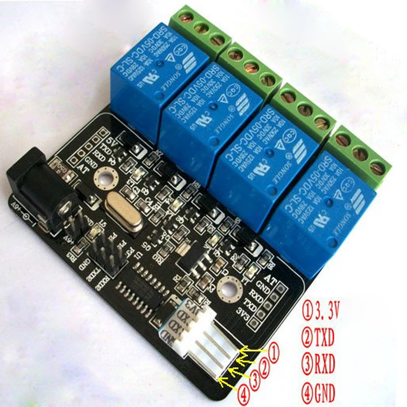 Serial TTL, 4-way, relay control board