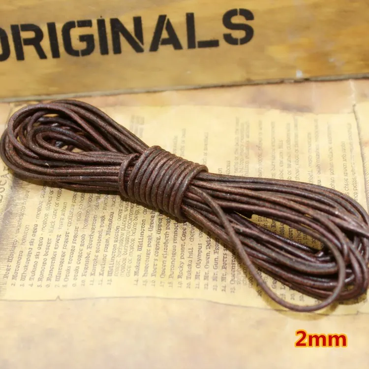 2meter 1-8mm Retro Braun Echtes Echtes Lederband Runde Flache Seil String Für DIY Halskette Armband schmuck Machen Zubehör