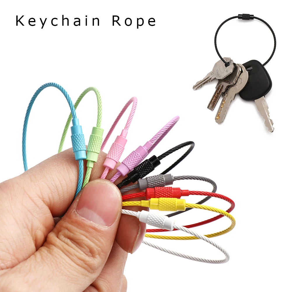 10pcs1.5*150mm Ring Stainless Steel Circle Loop Luggage Tag Holder Keychain Rope Keyring Cable Wire Screw Lock Outdoor Camp Tool