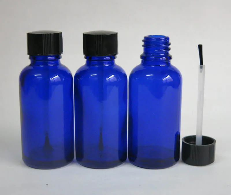 wholesale100pcs  30ml Blue Glass Brush Bottle Wholesale, 30ml Blue Glass Bottle, 1 oz Blue Essetial Oil Bottle with Serum Brush