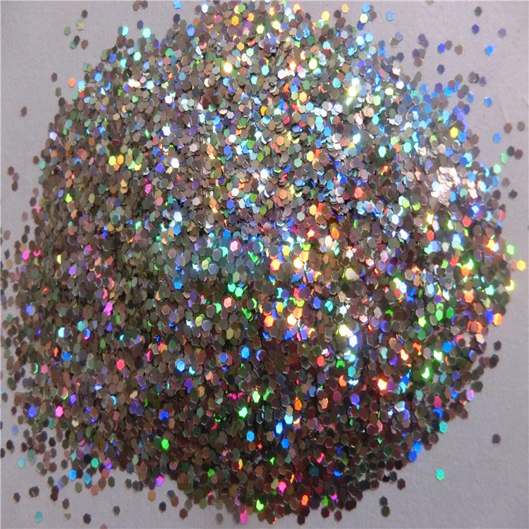 1mm(1/24 ") holographische Laser Silber Farbe Glitter Hexagon Paillette Spangle Form für Nail art Dekoration Glitter Handwerk