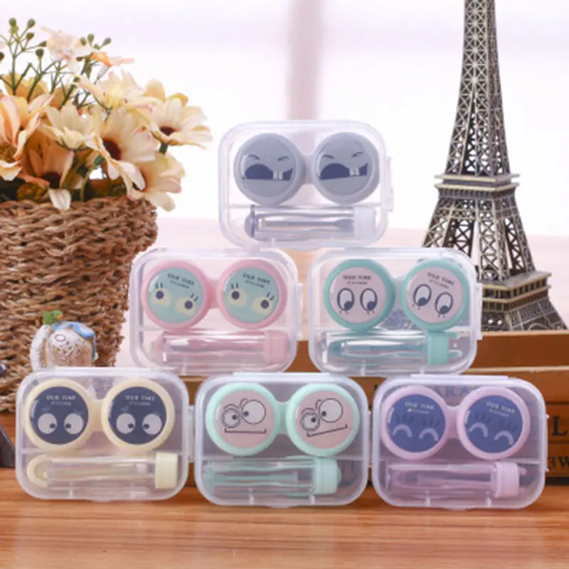 HUAMIANLI Mini Contact Lens Case Plastic Cartoon Travel Container Holder Beauty Storage Soaking Box Fot Girls