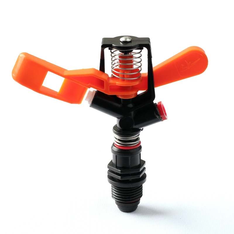 3pcs Green Thumb DN15 Orange Double Nozzle 360 Degree Automatic Rotation Plastic Rocker Nozzle