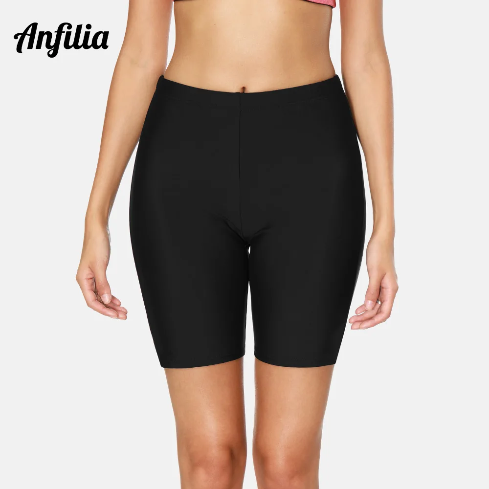 Anfilia Women Capris Swimming Trunks Ladies Bikini Bottom Sports Swimwear Briefs Slim Tankini Swimming Trunks