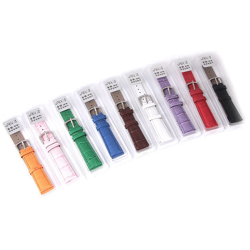 

10pcs Mixed High Quality Watch Band Genuine Leather straps 12mm 14mm 16mm 18mm 20mm watch accessories men Women Brown Watchbands
