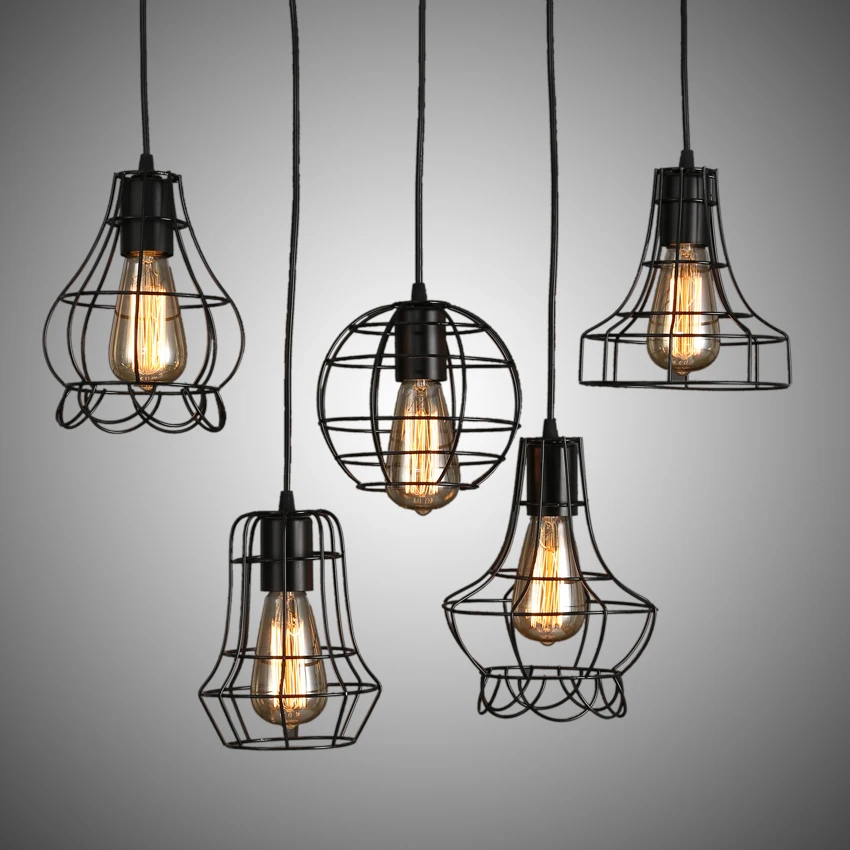 Classical 110-220v American Country  Retro Loft Style Pendant Lamp With  Edison Bulb Vintage cage Pendant Lights