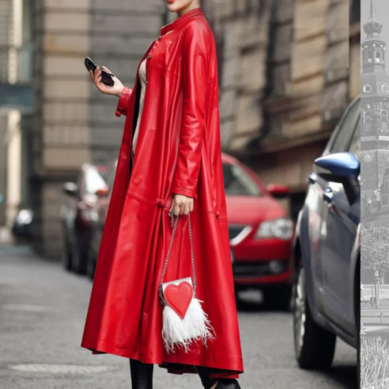 High Quality New Vogue Long Pu Leather Overcoat Jaqueta Couro Feminina Euro Fashion Black Streetwear Casaco Women Trench Coats