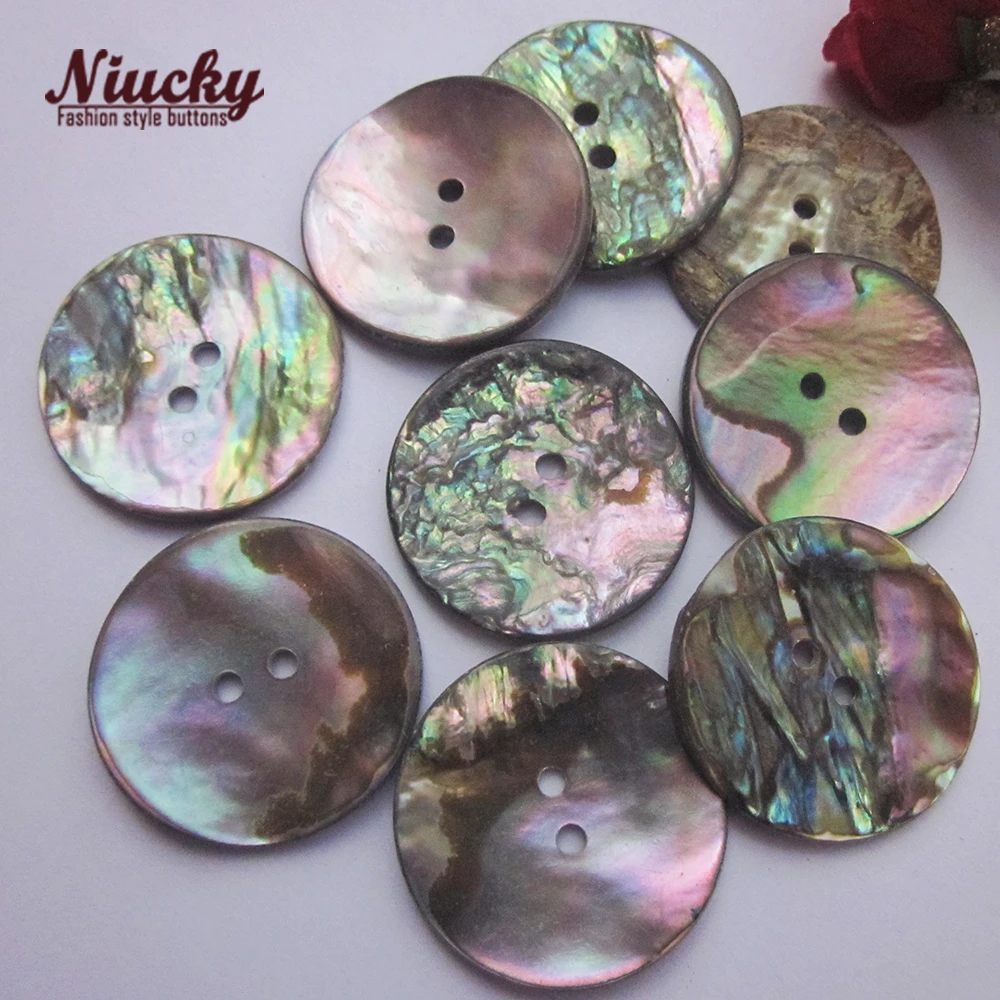 Niucky 28mm 30mm 2 holes big natural dark abalone shell button for sewing High quality shell decorative accessories S0101-053#28