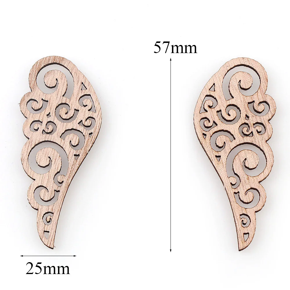 40Pcs Mix Wing Shape Wood Chip Decorative Embellishments Crafts For DIY Wedding Handmade Graffiti Buttons