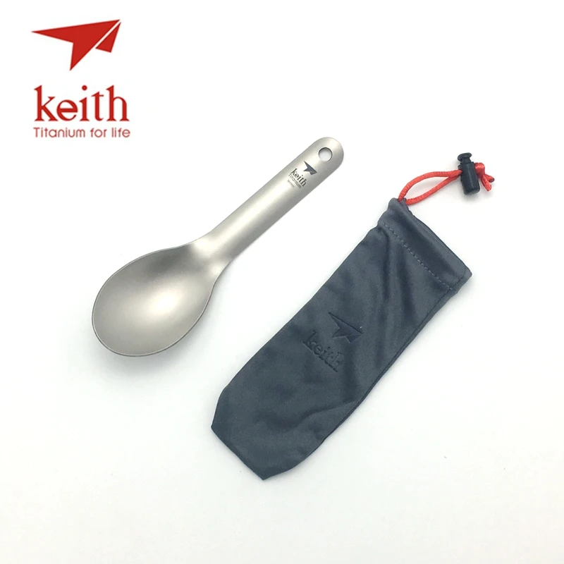 Keith Titanium Short Spoon For Children Camping Travel Tablewares Outdoor Picnic Hiking Convenient Kids Fork Spoon 14.3g Ti5314