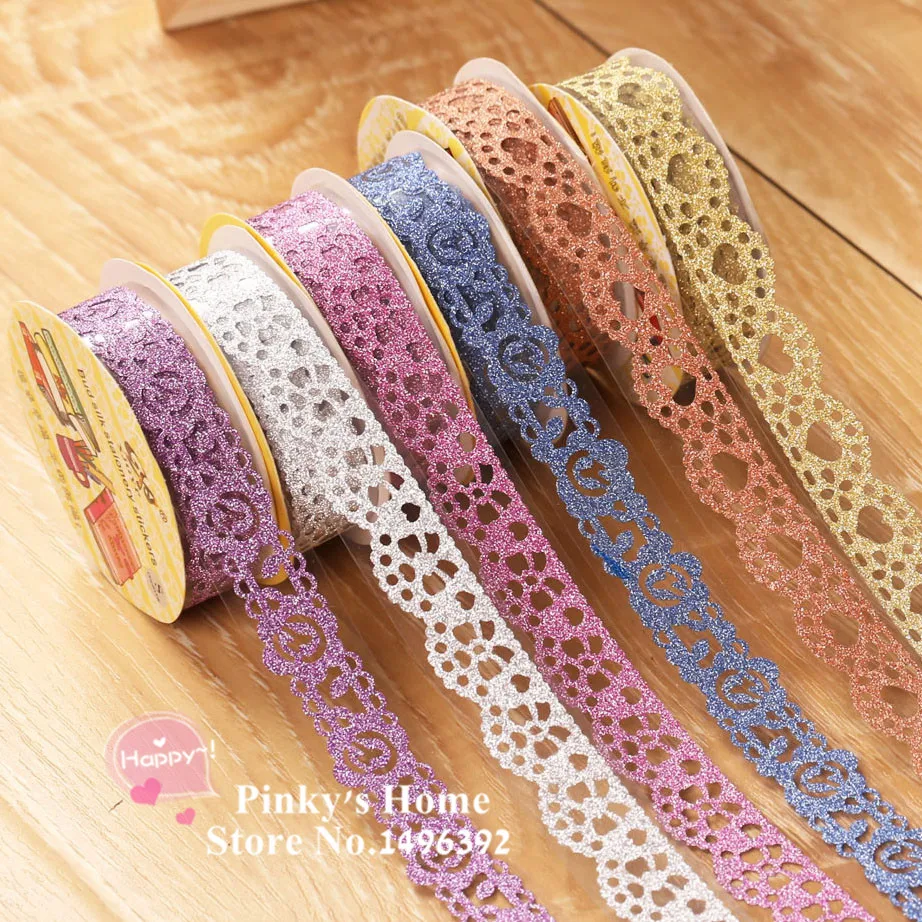 DIY Zelfklevende Kant Tape Glitter Tape Masking Decoratieve Plakband Scrapbooking Boek Decor Craft Rolls Adhesivos Plakboek