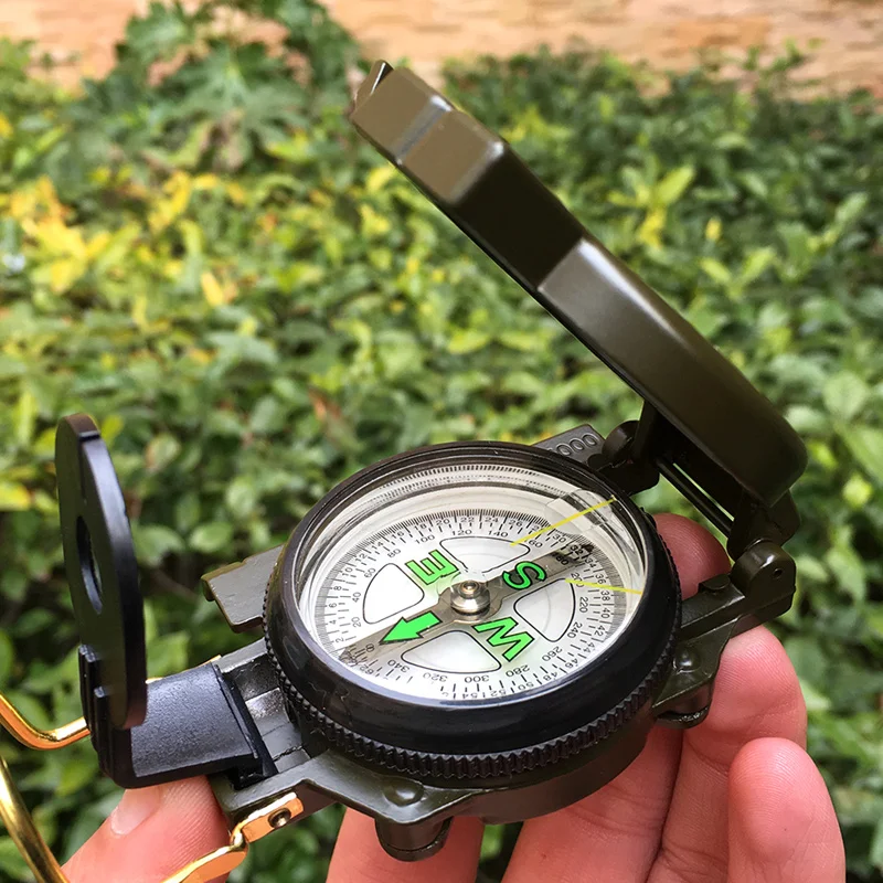 Askco Portable Army Green Folding Lens Compass Metal Military Marching Lensatic Camping Compass Guide New Hot Selling