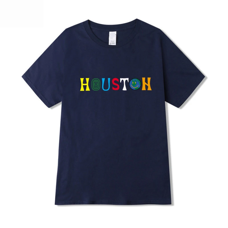 Casual Summer ASTROWORLD Cotton Tee Shirt Houston Letter Print T-Shirt Men Cactus Jack T Shirt Hip Hop Streetwear Colorful Top