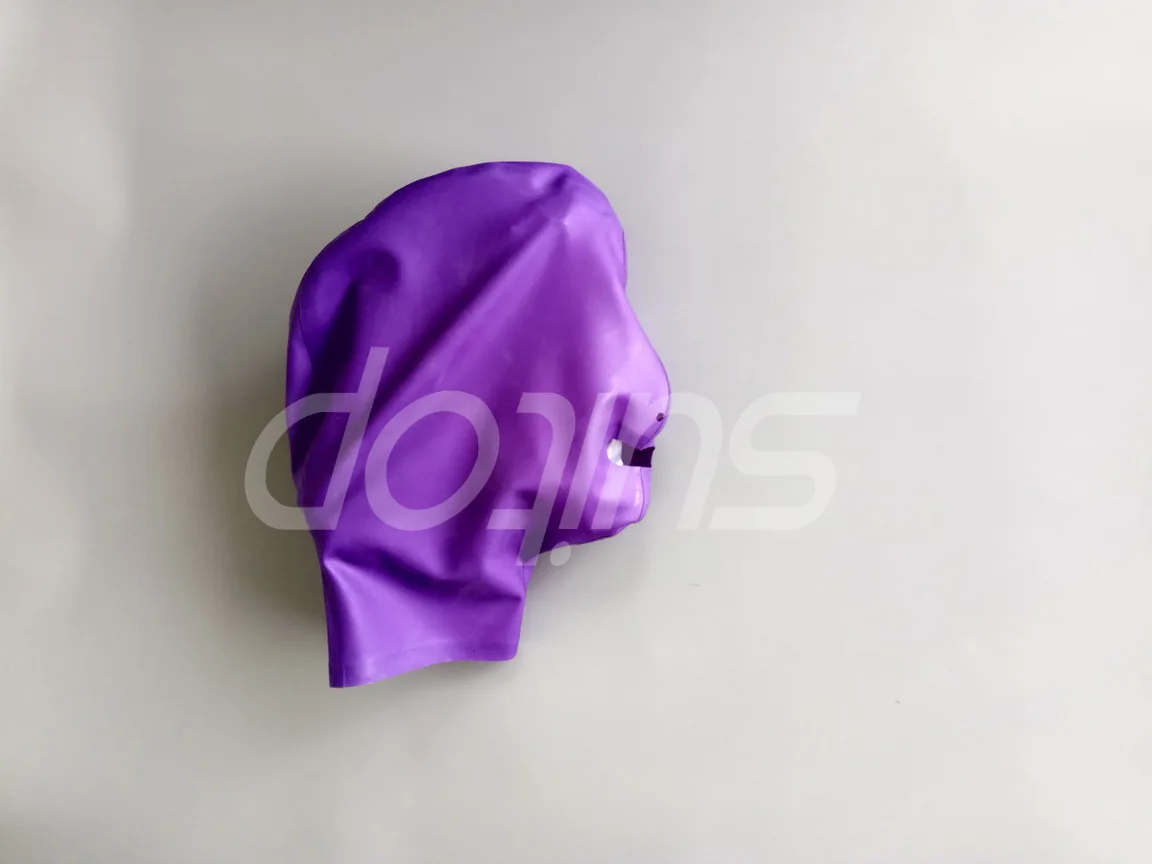 

Latex rubber fashion masks with back zip open mouth and nose only in purple