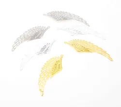 10Pcs Gold/White K/Silver Filigree Wing Wraps Connectors Metal Crafts Decoration DIY Findings Connectors 24*70mm
