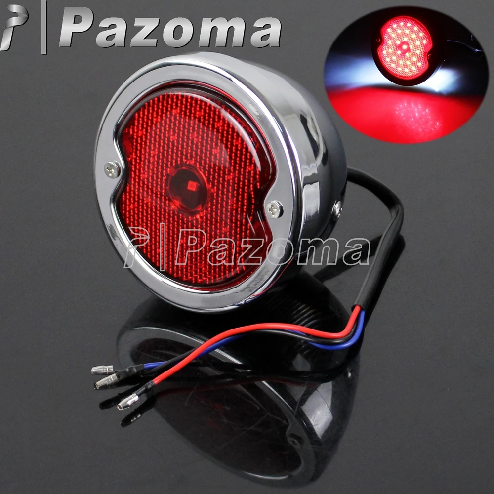 Chrome Motorcycles Red LED Tail Light Motorbike Rear Brake Lamp License Number Plate Light For Cafe Racer Chopper Scrambler