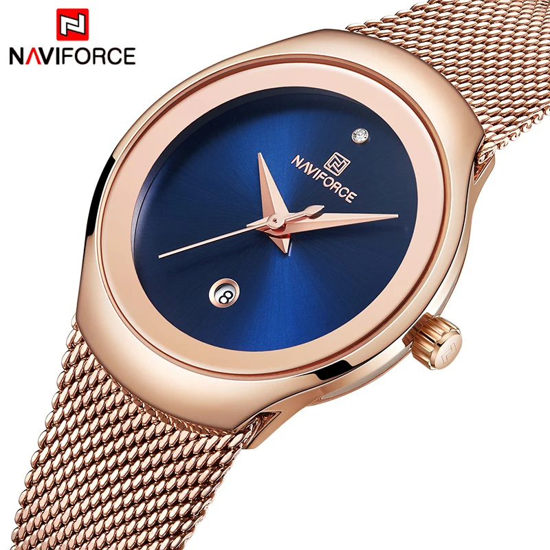 NAVIFORCE New Lady Watch Fashion Casual Female Quartz Watches Stainless Steel Strap Waterproof Dress Lady Clock Relogio Feminino