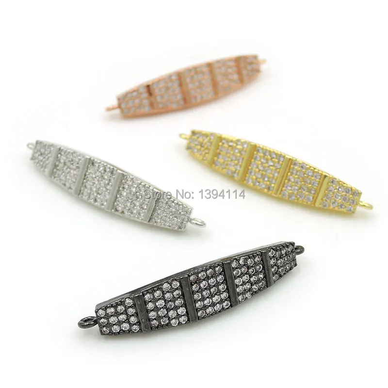 34*7*3mm Micro Pave Clear CZ Arc Bar Connector Of 5 Segments Fit For Women As DIY Bracelets Accessory